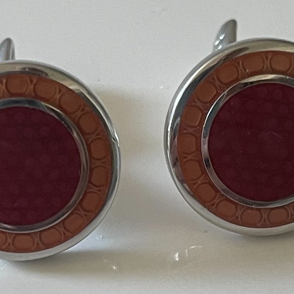 Enamel Cufflinks -- Pink and Mauve Colored Enamel - Picture 2 of 4